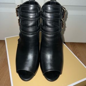 Blaze Open Toe Bootie Leather| size 8.5 | color: black